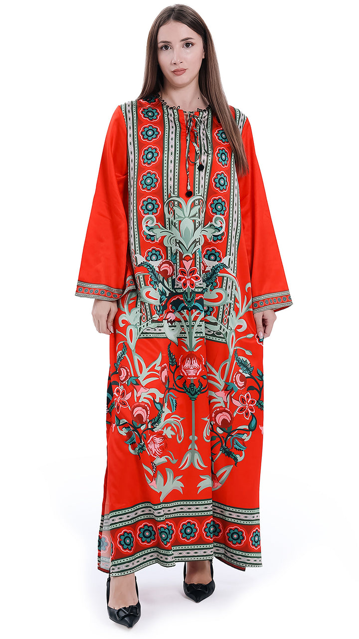 Crimson Mirage Kaftan Dress