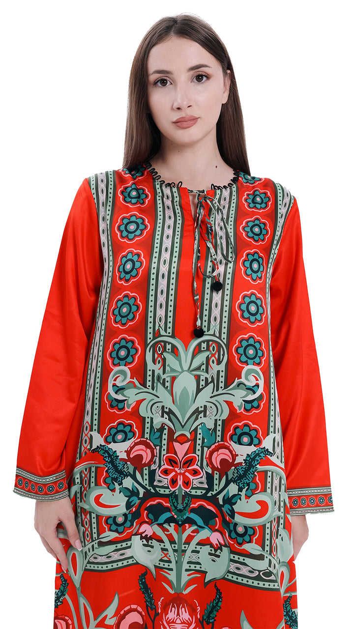Crimson Mirage Kaftan Dress
