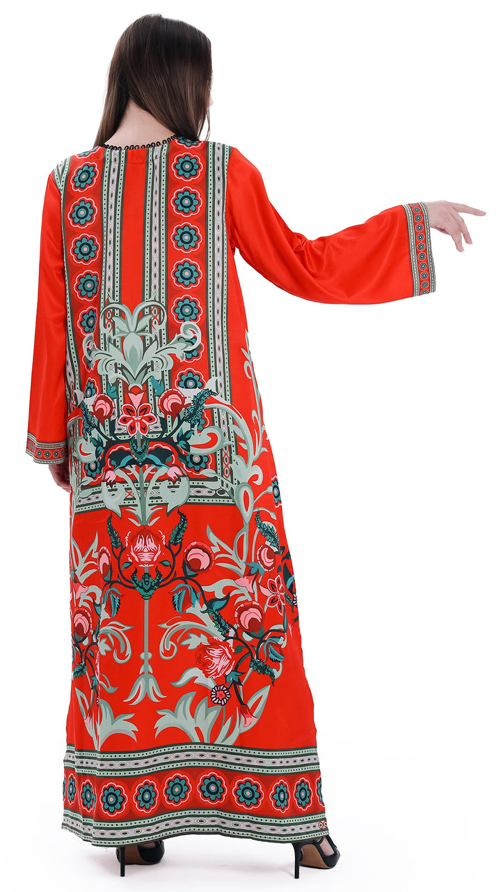 Crimson Mirage Kaftan Dress