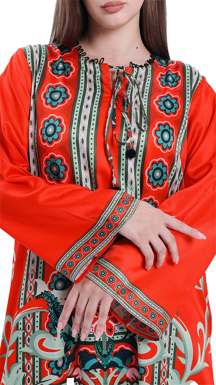 Crimson Mirage Kaftan Dress
